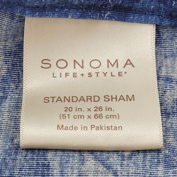 Sonoma Pillow Shams Standard Size Blue Paisley Print Cotton Blend Batik Boho - Picture 8 of 14